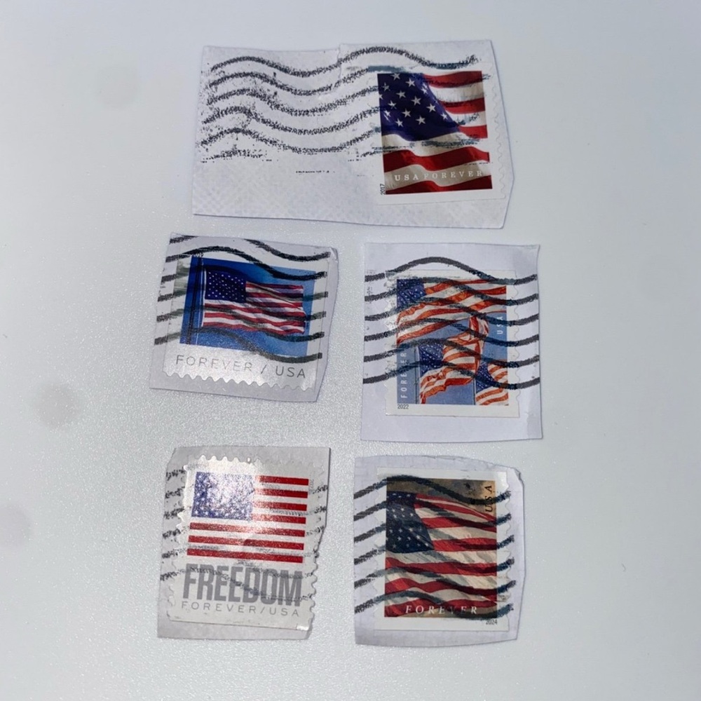 5x Post office American Flag Stamped Stickers in good conditions collectible vin